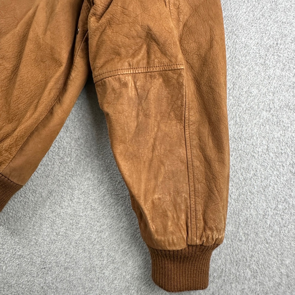 Hunt Club Jacket Mens Medium Brown Leather Bomber Suede Full Zip Quilted Lining - Picture 13 of 16